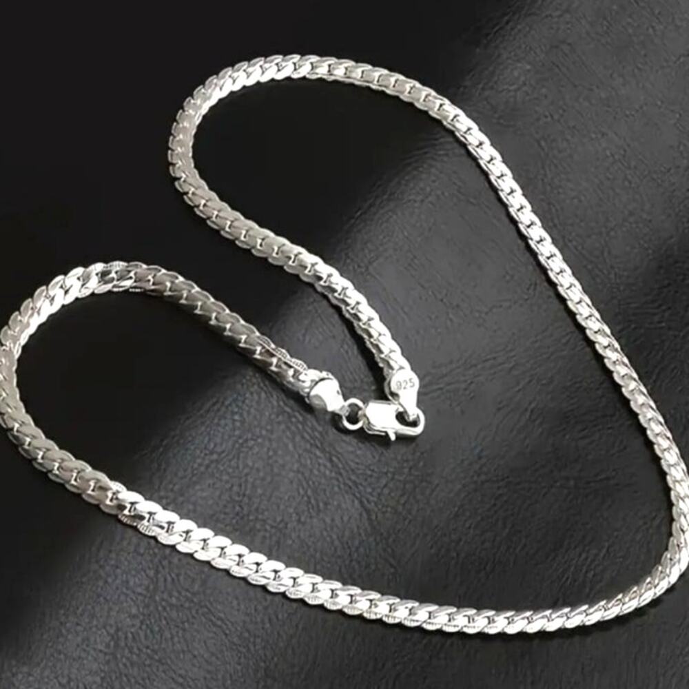 925 Chain Link Necklace Sterling Silver Cuban Snake Jewelry Birthday Christmas!!